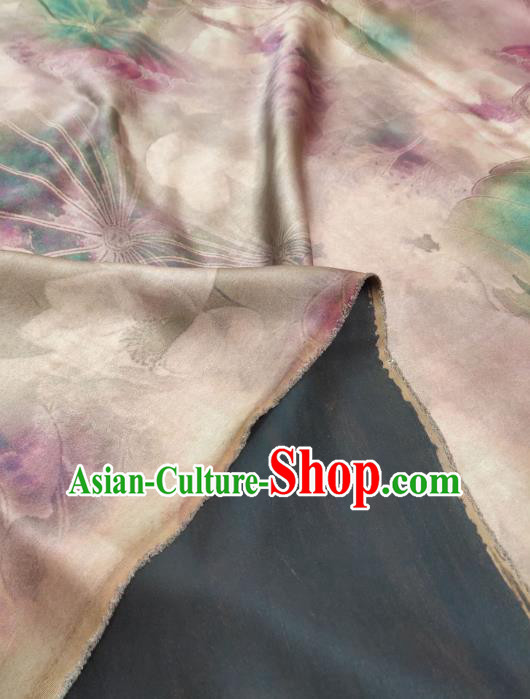 China Classical Silk Cloth Traditional Pink Lotus Pattern Gambiered Guangdong Gauze Cheongsam Satin Fabric China Classical Silk Cloth Traditional Pink Lotus Pattern Gambiered Guangdong Gauze Cheongsam Satin Fabric