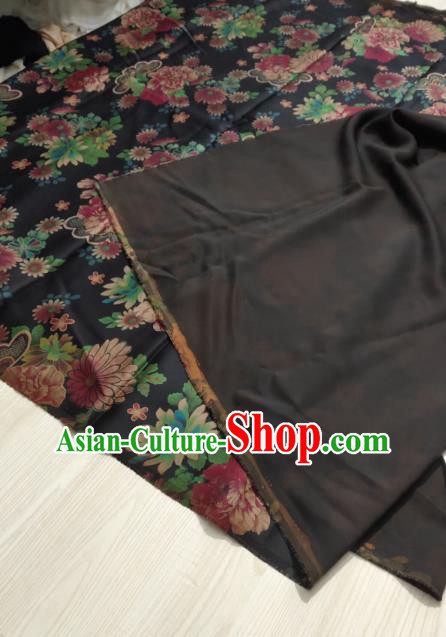 China Cheongsam Gambiered Guangdong Gauze Traditional Silk Fabric Classical Chrysanthemum Pattern Black Satin Cloth China Cheongsam Gambiered Guangdong Gauze Traditional Silk Fabric Classical Chrysanthemum Pattern Black Satin Cloth