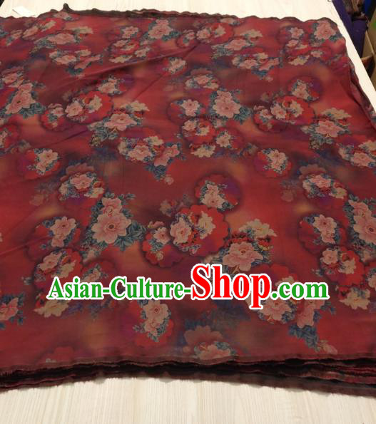China Traditional Silk Fabric Classical Camellia Pattern Red Satin Cloth Cheongsam Gambiered Guangdong Gauze China Traditional Silk Fabric Classical Camellia Pattern Red Satin Cloth Cheongsam Gambiered Guangdong Gauze