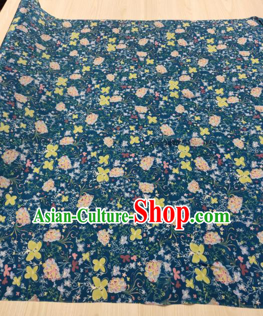 China Classical Peony Butterfly Pattern Design Gambiered Guangdong Gauze Traditional Cheongsam Blue Silk Fabric China Classical Peony Butterfly Pattern Design Gambiered Guangdong Gauze Traditional Cheongsam Blue Silk Fabric
