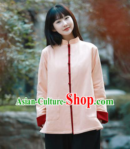 China Woman Tang Suit Pink Cotton Padded Jacket Traditional Tai Chi Flax Clothing China Woman Tang Suit Pink Cotton Padded Jacket Traditional Tai Chi Flax Clothing