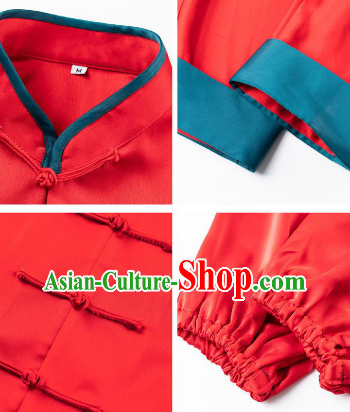 China Traditional Tai Chi Training Clothing Woman Martial Arts Red Silk Uniforms China Traditional Tai Chi Training Clothing Woman Martial Arts Red Silk Uniforms