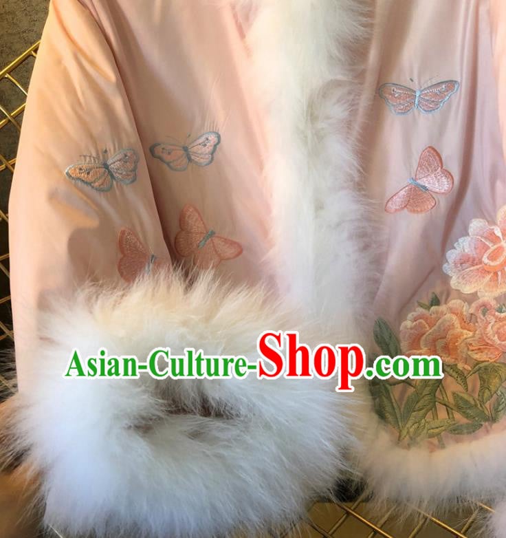 China Traditional Tang Suit Outer Garment Winter Woman Embroidered Pink Cotton Padded Jacket China Traditional Tang Suit Outer Garment Winter Woman Embroidered Pink Cotton Padded Jacket