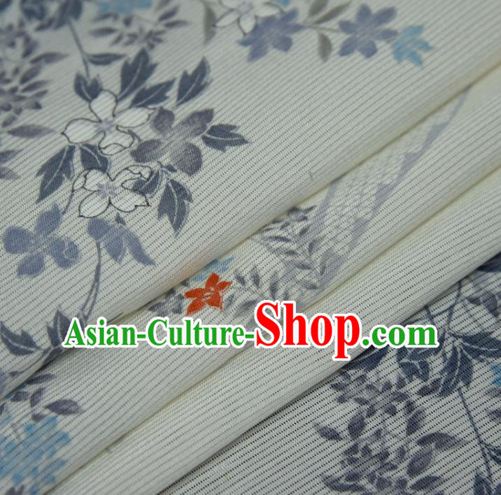 Asian Japan White Brocade Tapestry Traditional Japanese Kimono Chrysanthemum Pattern Silk Fabric Asian Japan White Brocade Tapestry Traditional Japanese Kimono Chrysanthemum Pattern Silk Fabric