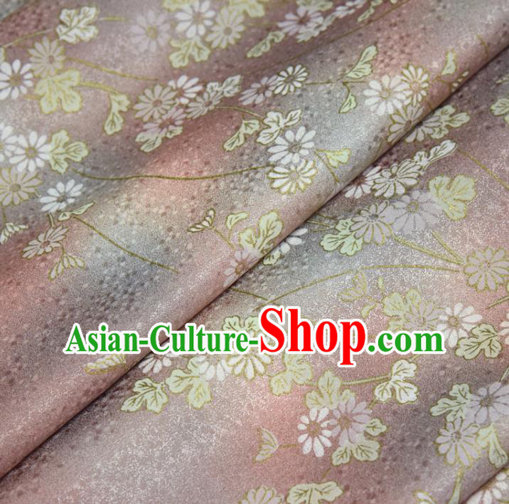 Traditional Japanese Kimono Chrysanthemum Pattern Silk Fabric Asian Japan Pink Brocade Tapestry Traditional Japanese Kimono Chrysanthemum Pattern Silk Fabric Asian Japan Pink Brocade Tapestry