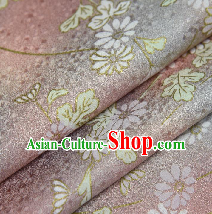 Traditional Japanese Kimono Chrysanthemum Pattern Silk Fabric Asian Japan Pink Brocade Tapestry Traditional Japanese Kimono Chrysanthemum Pattern Silk Fabric Asian Japan Pink Brocade Tapestry