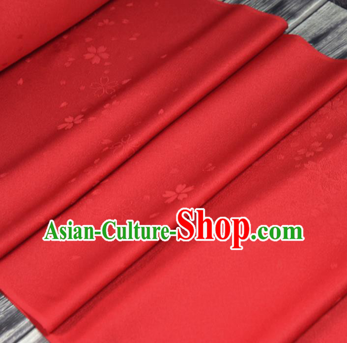 Asian Japan Sakura Pattern Brocade Tapestry Traditional Japanese Kimono Red Silk Fabric Asian Japan Sakura Pattern Brocade Tapestry Traditional Japanese Kimono Red Silk Fabric