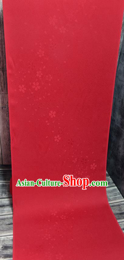 Asian Japan Sakura Pattern Brocade Tapestry Traditional Japanese Kimono Red Silk Fabric Asian Japan Sakura Pattern Brocade Tapestry Traditional Japanese Kimono Red Silk Fabric