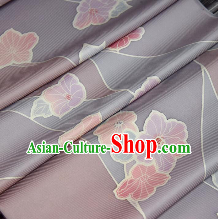 Asian Japan Flowers Pattern Brocade Tapestry Traditional Japanese Kimono Lilac Silk Fabric Asian Japan Flowers Pattern Brocade Tapestry Traditional Japanese Kimono Lilac Silk Fabric