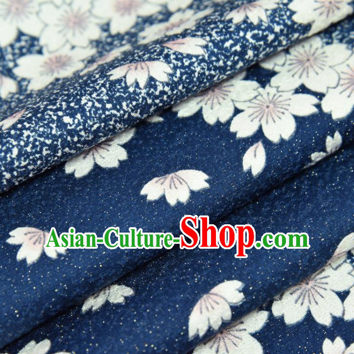 Asian Japan Sakura Pattern Brocade Tapestry Traditional Japanese Kimono Navy Silk Fabric Asian Japan Sakura Pattern Brocade Tapestry Traditional Japanese Kimono Navy Silk Fabric