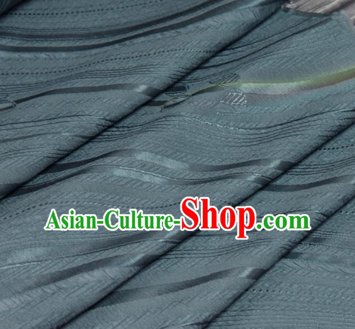 Traditional Japanese Kimono Blue Silk Fabric Asian Japan Classical Stripe Pattern Brocade Tapestry Traditional Japanese Kimono Blue Silk Fabric Asian Japan Classical Stripe Pattern Brocade Tapestry