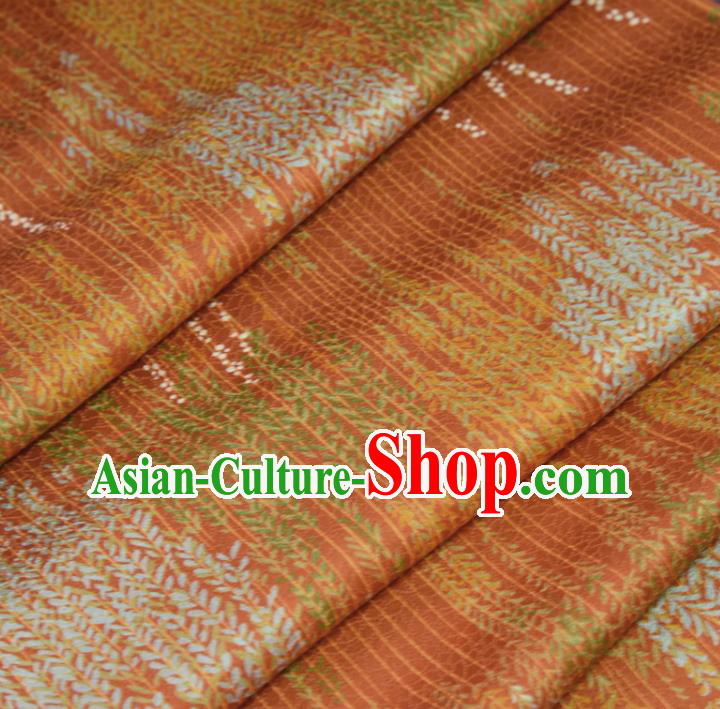 Asian Japan Willow Branch Pattern Brocade Tapestry Traditional Japanese Kimono Orange Silk Fabric Asian Japan Willow Branch Pattern Brocade Tapestry Traditional Japanese Kimono Orange Silk Fabric