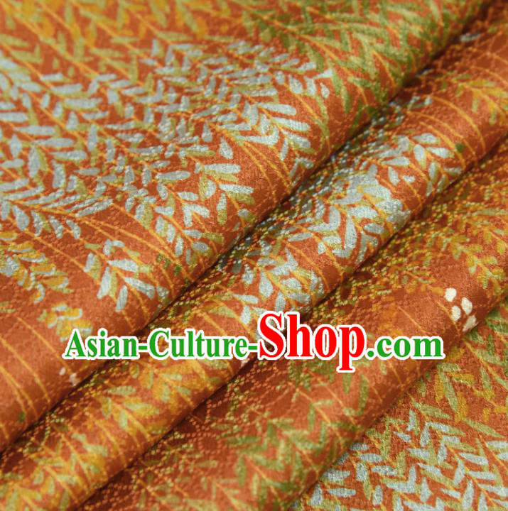 Asian Japan Willow Branch Pattern Brocade Tapestry Traditional Japanese Kimono Orange Silk Fabric Asian Japan Willow Branch Pattern Brocade Tapestry Traditional Japanese Kimono Orange Silk Fabric