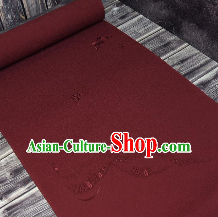 Traditional Japanese Kimono Dark Red Silk Fabric Asian Japan Classical Embroidered Pattern Brocade Tapestry Traditional Japanese Kimono Dark Red Silk Fabric Asian Japan Classical Embroidered Pattern Brocade Tapestry