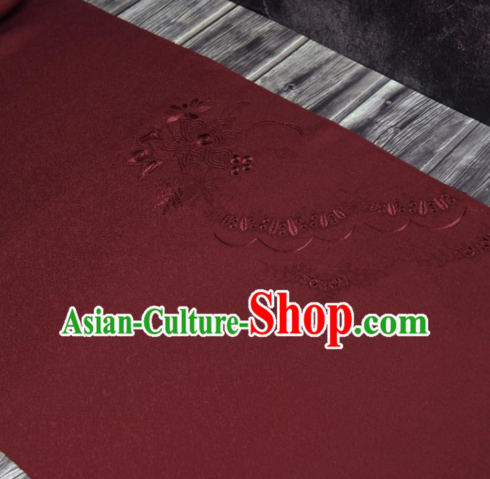 Traditional Japanese Kimono Dark Red Silk Fabric Asian Japan Classical Embroidered Pattern Brocade Tapestry Traditional Japanese Kimono Dark Red Silk Fabric Asian Japan Classical Embroidered Pattern Brocade Tapestry