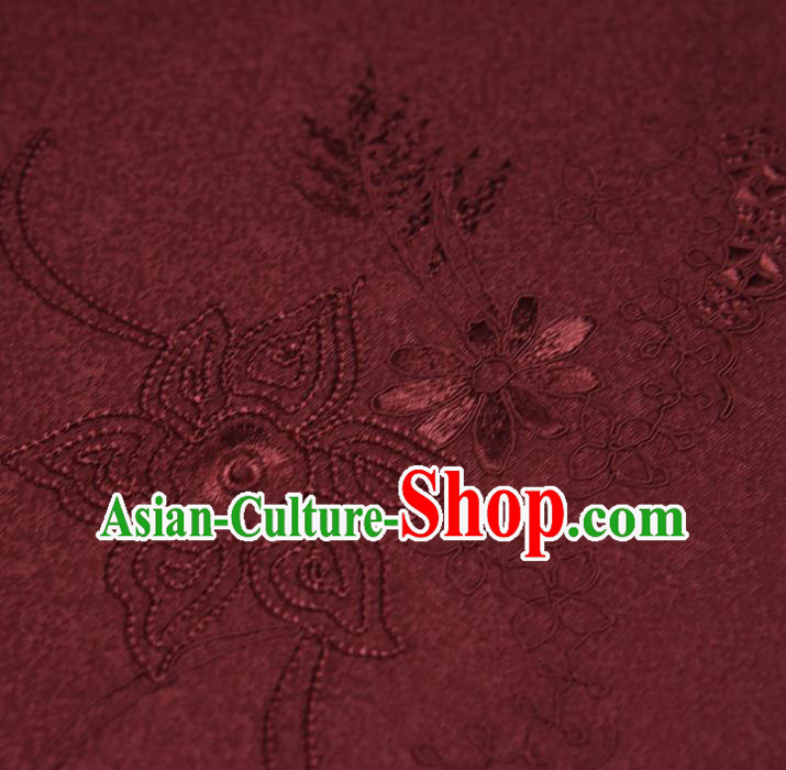 Traditional Japanese Kimono Dark Red Silk Fabric Asian Japan Classical Embroidered Pattern Brocade Tapestry Traditional Japanese Kimono Dark Red Silk Fabric Asian Japan Classical Embroidered Pattern Brocade Tapestry