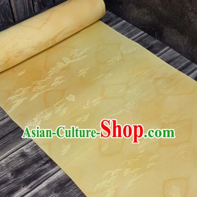 Asian Japan Brocade Tapestry Traditional Qipao Dress Light Yellow Silk Fabric