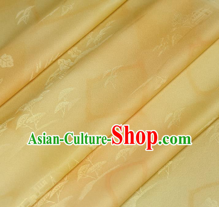 Asian Japan Brocade Tapestry Traditional Qipao Dress Light Yellow Silk Fabric Asian Japan Brocade Tapestry Traditional Qipao Dress Light Yellow Silk Fabric