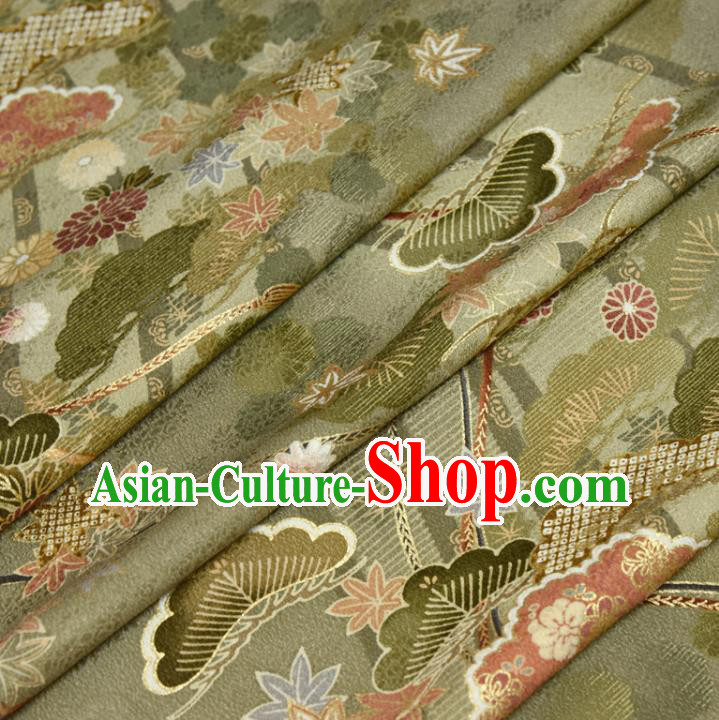 Asian Japan Chrysanthemum Pattern Brocade Tapestry Traditional Qipao Dress Green Silk Fabric Asian Japan Chrysanthemum Pattern Brocade Tapestry Traditional Qipao Dress Green Silk Fabric