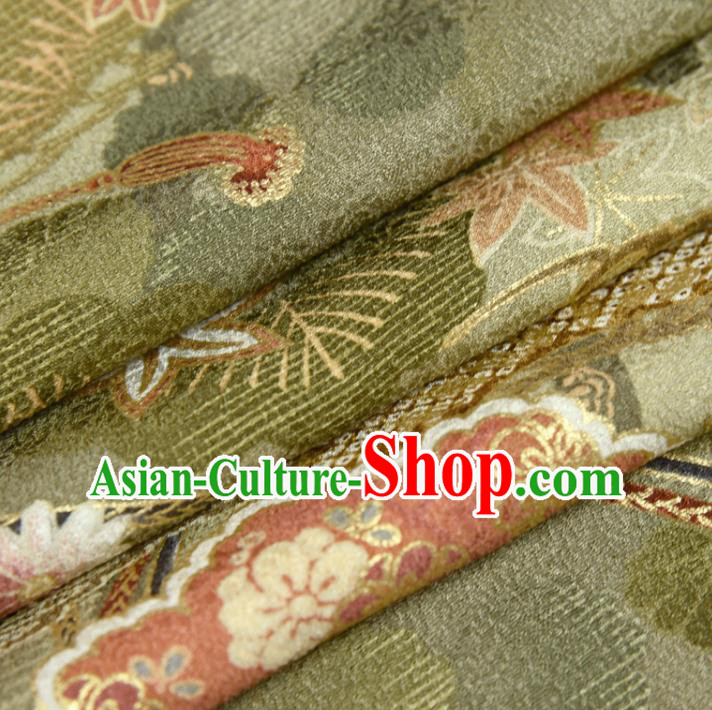 Asian Japan Chrysanthemum Pattern Brocade Tapestry Traditional Qipao Dress Green Silk Fabric Asian Japan Chrysanthemum Pattern Brocade Tapestry Traditional Qipao Dress Green Silk Fabric
