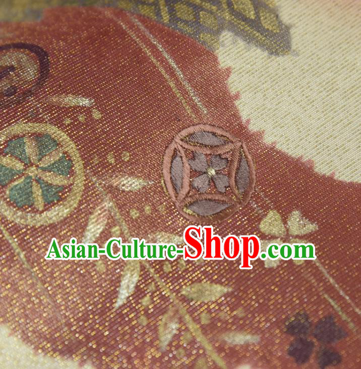 Traditional Japanese Embroidered Pattern Silk Fabric Asian Japan Kimono Classical Belt Brocade Material Traditional Japanese Embroidered Pattern Silk Fabric Asian Japan Kimono Classical Belt Brocade Material