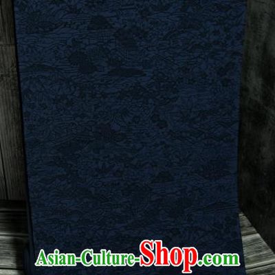 Asian Japan Kimono Brocade Tapestry Traditional Tsukesage Navy Silk Fabric