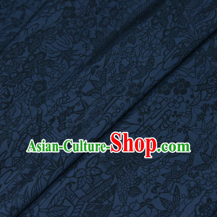 Asian Japan Kimono Brocade Tapestry Traditional Tsukesage Navy Silk Fabric Asian Japan Kimono Brocade Tapestry Traditional Tsukesage Navy Silk Fabric