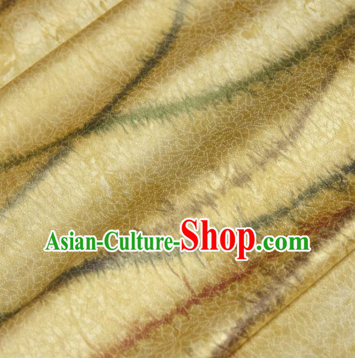 Asian Japan Classical Kimono Brocade Tapestry Traditional Qipao Dress Light Yellow Silk Fabric Asian Japan Classical Kimono Brocade Tapestry Traditional Qipao Dress Light Yellow Silk Fabric