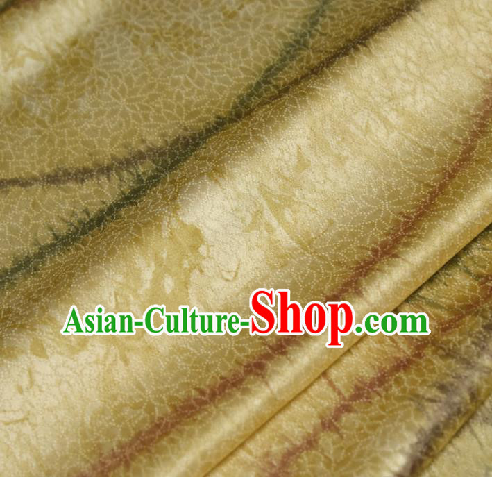 Asian Japan Classical Kimono Brocade Tapestry Traditional Qipao Dress Light Yellow Silk Fabric Asian Japan Classical Kimono Brocade Tapestry Traditional Qipao Dress Light Yellow Silk Fabric