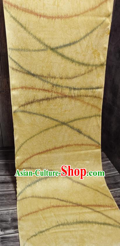 Asian Japan Classical Kimono Brocade Tapestry Traditional Qipao Dress Light Yellow Silk Fabric Asian Japan Classical Kimono Brocade Tapestry Traditional Qipao Dress Light Yellow Silk Fabric