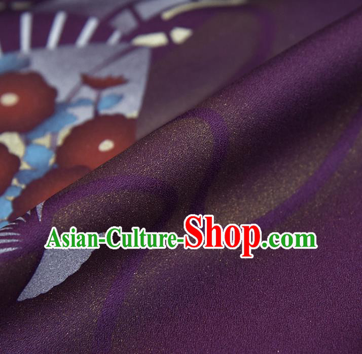 Traditional Japanese Haori Pure Silk Fabric Asian Japan Kimono Deep Purple Brocade Material Traditional Japanese Haori Pure Silk Fabric Asian Japan Kimono Deep Purple Brocade Material
