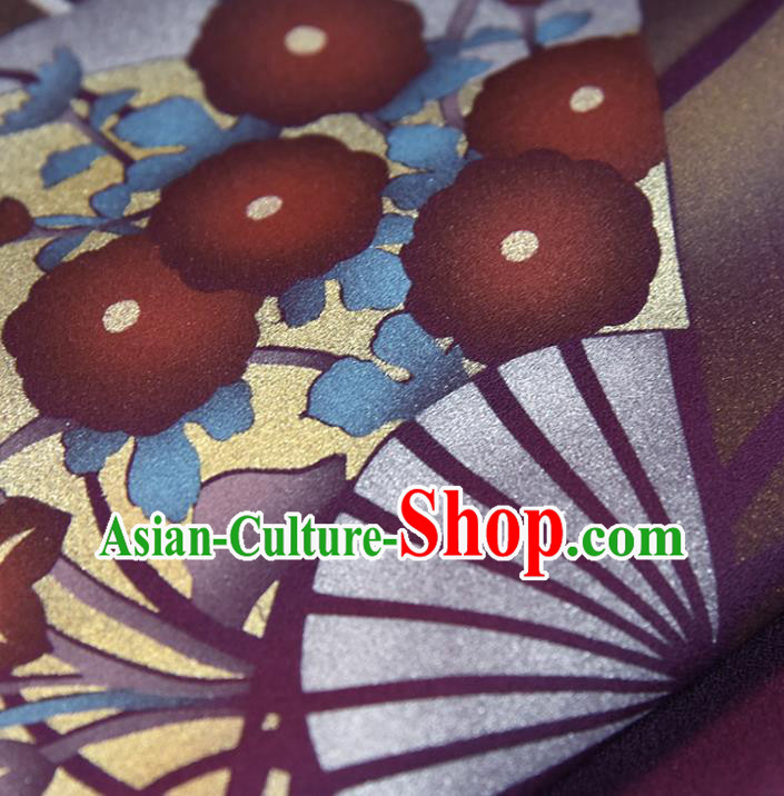 Traditional Japanese Haori Pure Silk Fabric Asian Japan Kimono Deep Purple Brocade Material Traditional Japanese Haori Pure Silk Fabric Asian Japan Kimono Deep Purple Brocade Material