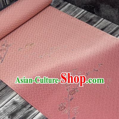 Traditional Japanese Chrysanthemum Pattern Pure Silk Fabric Asian Japan Kimono Pink Brocade Material