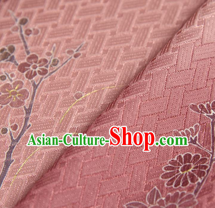 Traditional Japanese Chrysanthemum Pattern Pure Silk Fabric Asian Japan Kimono Pink Brocade Material Traditional Japanese Chrysanthemum Pattern Pure Silk Fabric Asian Japan Kimono Pink Brocade Material