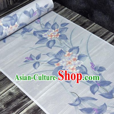 Asian Japan Classical Flowers Pattern Brocade Tapestry Traditional Qipao Dress Light Blue Silk Fabric
