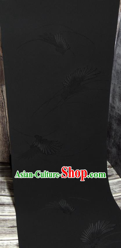 Asian Japan Kimono Jacquard Brocade Tapestry Traditional Feather Pattern Black Silk Fabric Asian Japan Kimono Jacquard Brocade Tapestry Traditional Feather Pattern Black Silk Fabric