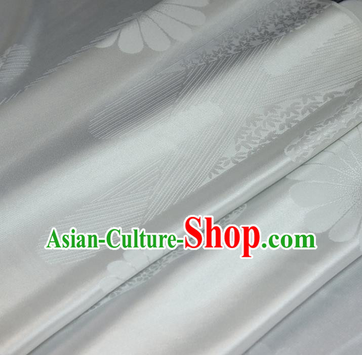 Asian Japan Kimono Brocade Tapestry Traditional Hanfu Dress Chrysanthemum Pattern White Silk Fabric Asian Japan Kimono Brocade Tapestry Traditional Hanfu Dress Chrysanthemum Pattern White Silk Fabric