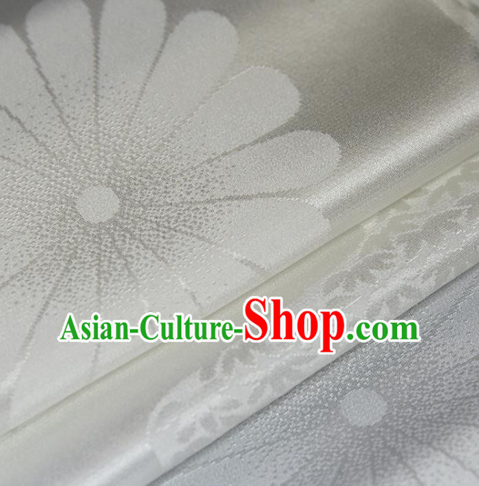 Asian Japan Kimono Brocade Tapestry Traditional Hanfu Dress Chrysanthemum Pattern White Silk Fabric Asian Japan Kimono Brocade Tapestry Traditional Hanfu Dress Chrysanthemum Pattern White Silk Fabric