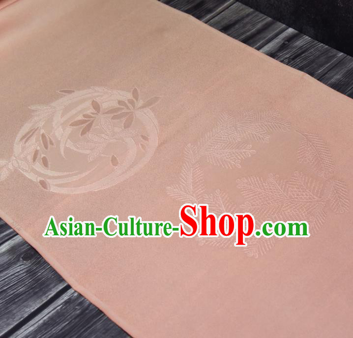 Asian Japan Kimono Brocade Jacquard Tapestry Traditional Sakura Pattern Pink Silk Fabric Asian Japan Kimono Brocade Jacquard Tapestry Traditional Sakura Pattern Pink Silk Fabric