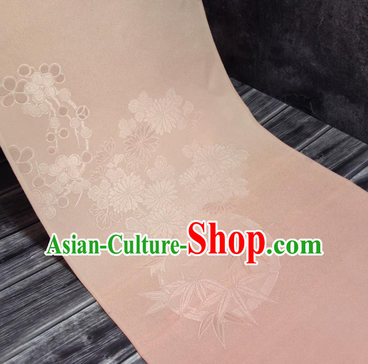 Asian Japan Kimono Brocade Jacquard Tapestry Traditional Sakura Pattern Pink Silk Fabric Asian Japan Kimono Brocade Jacquard Tapestry Traditional Sakura Pattern Pink Silk Fabric