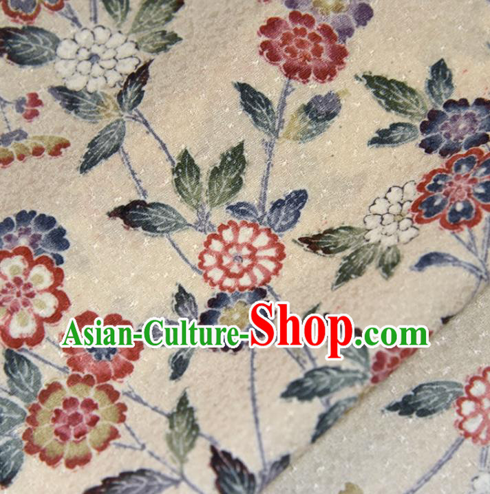Asian Japan Kimono Beige Brocade Tapestry Traditional Dress Flowers Pattern Silk Fabric Asian Japan Kimono Beige Brocade Tapestry Traditional Dress Flowers Pattern Silk Fabric