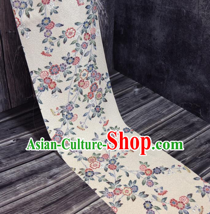 Asian Japan Kimono Beige Brocade Tapestry Traditional Dress Flowers Pattern Silk Fabric Asian Japan Kimono Beige Brocade Tapestry Traditional Dress Flowers Pattern Silk Fabric