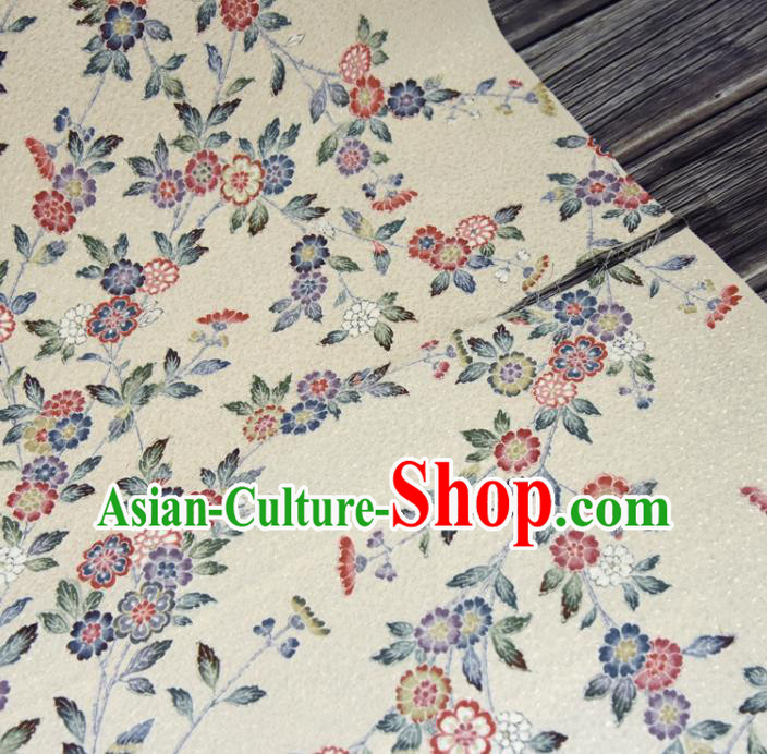 Asian Japan Kimono Beige Brocade Tapestry Traditional Dress Flowers Pattern Silk Fabric Asian Japan Kimono Beige Brocade Tapestry Traditional Dress Flowers Pattern Silk Fabric