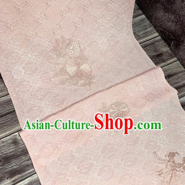 Traditional Japanese Pure Silk Fabric Asian Japan Kimono Embroidered Pattern Pink Brocade Material Traditional Japanese Pure Silk Fabric Asian Japan Kimono Embroidered Pattern Pink Brocade Material