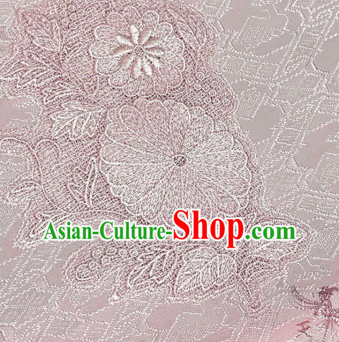 Traditional Japanese Pure Silk Fabric Asian Japan Kimono Embroidered Pattern Pink Brocade Material Traditional Japanese Pure Silk Fabric Asian Japan Kimono Embroidered Pattern Pink Brocade Material