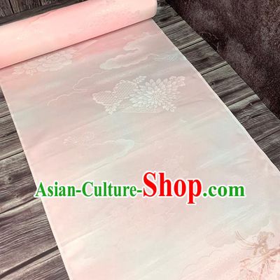 Asian Japan Iromuji Kimono Brocade Fabric Traditional Hanfu Dress Classical Chrysanthemum Pattern Pink Silk
