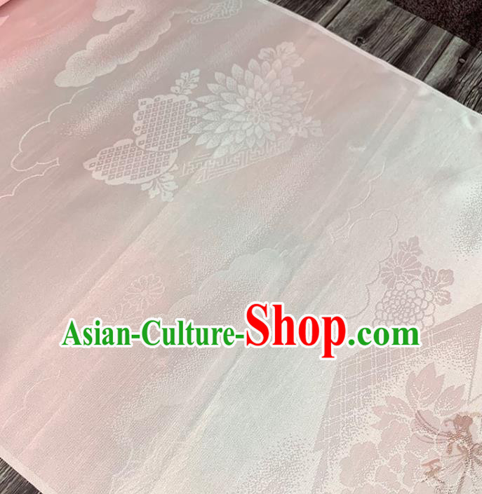 Asian Japan Iromuji Kimono Brocade Fabric Traditional Hanfu Dress Classical Chrysanthemum Pattern Pink Silk Asian Japan Iromuji Kimono Brocade Fabric Traditional Hanfu Dress Classical Chrysanthemum Pattern Pink Silk