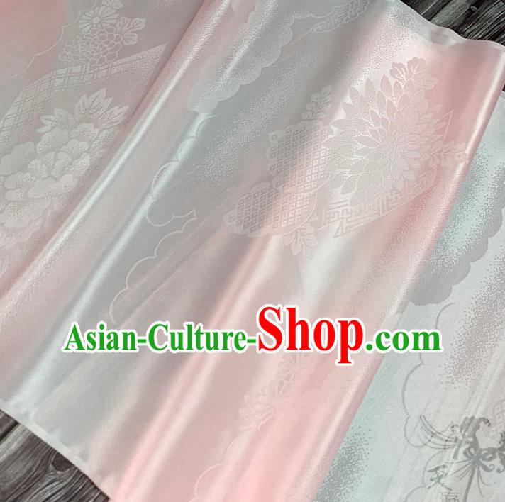Asian Japan Iromuji Kimono Brocade Fabric Traditional Hanfu Dress Classical Chrysanthemum Pattern Pink Silk Asian Japan Iromuji Kimono Brocade Fabric Traditional Hanfu Dress Classical Chrysanthemum Pattern Pink Silk
