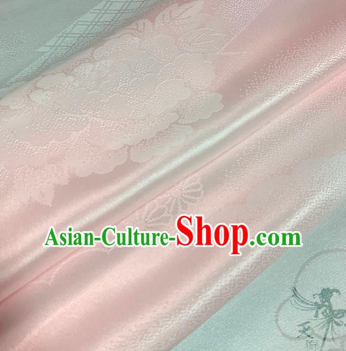 Asian Japan Iromuji Kimono Brocade Fabric Traditional Hanfu Dress Classical Chrysanthemum Pattern Pink Silk Asian Japan Iromuji Kimono Brocade Fabric Traditional Hanfu Dress Classical Chrysanthemum Pattern Pink Silk