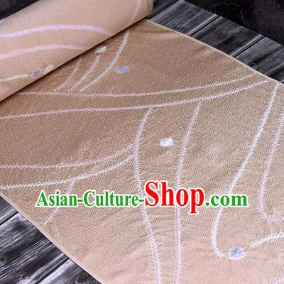 Asian Japan Furisode Kimono Brocade Fabric Traditional Hanfu Dress Champagne Silk